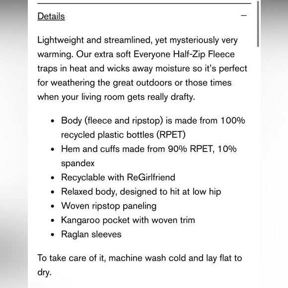 Girlfriend Collective Everyone Half-Zip Fleece - Picture 3 of 9